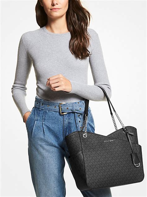 michael michael kors jet set large logo pocket tote bag|michael kors jet set duffle.